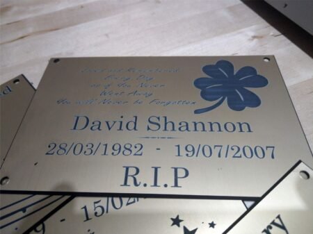 Outdoor laminate engraved memorial plaque
